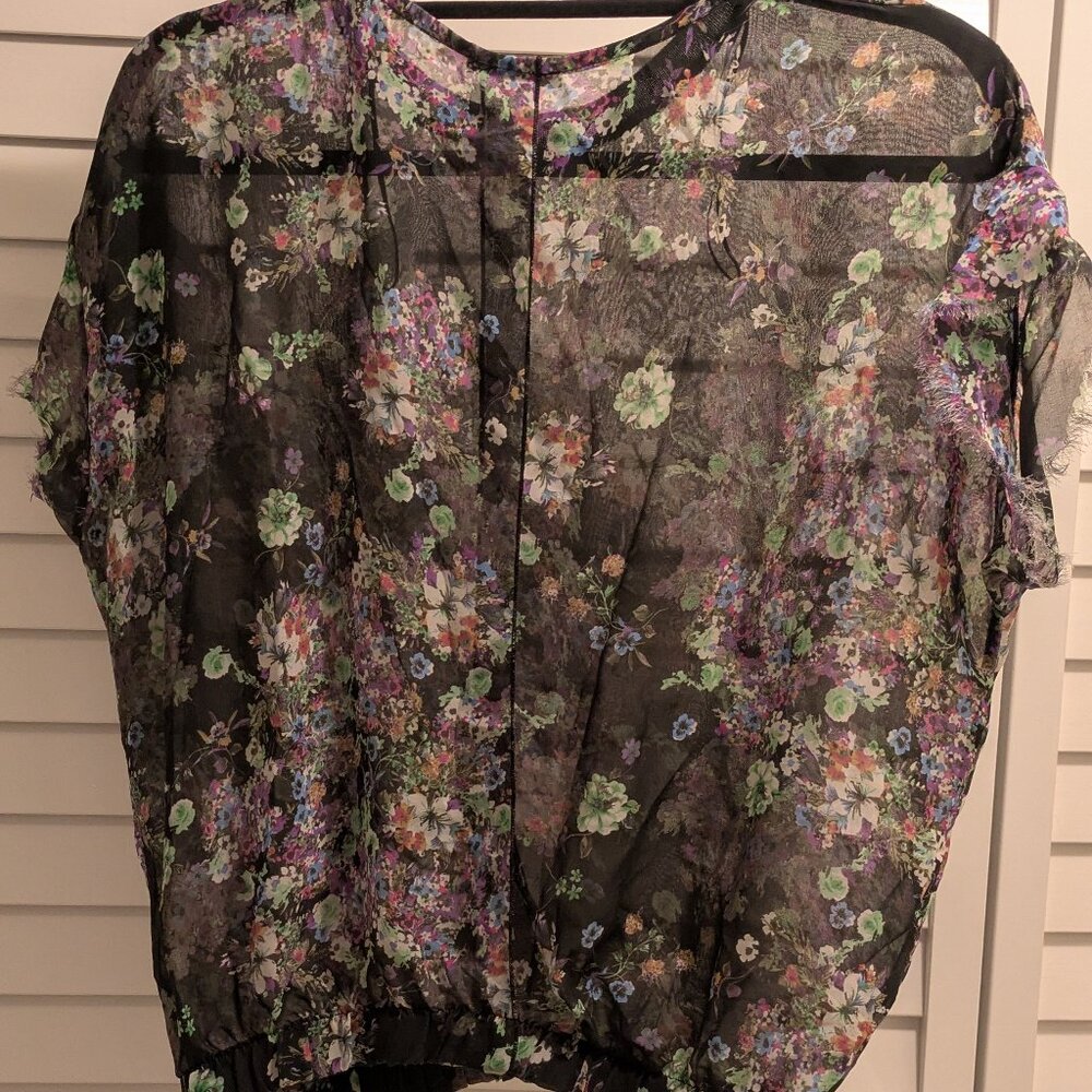 Black Sheer Zara Blouse with Floral Print - Picture 6 of 6